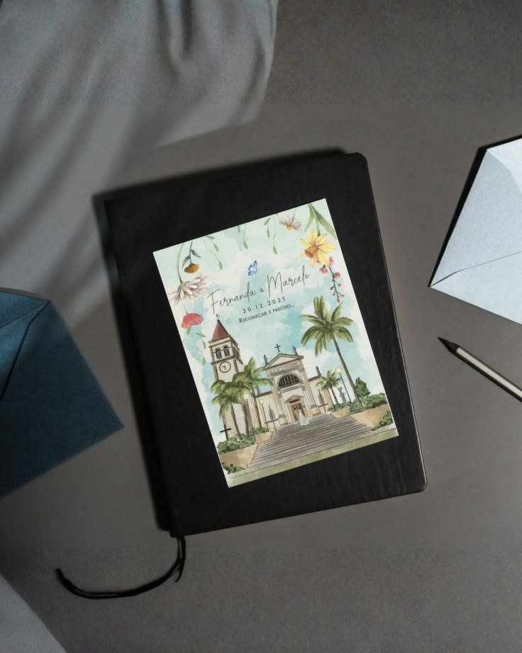 Convite personalizado Save The Date — ilustração em aquarela